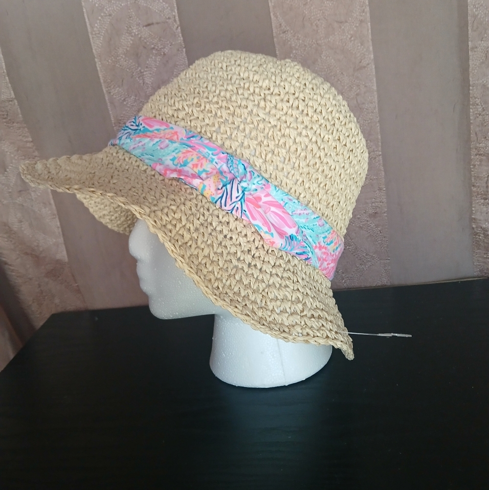 💎 Lilly Pulitzer Tropical Bucket Hat Multi Splash Dance Straw NWOT - Picture 8 of 9